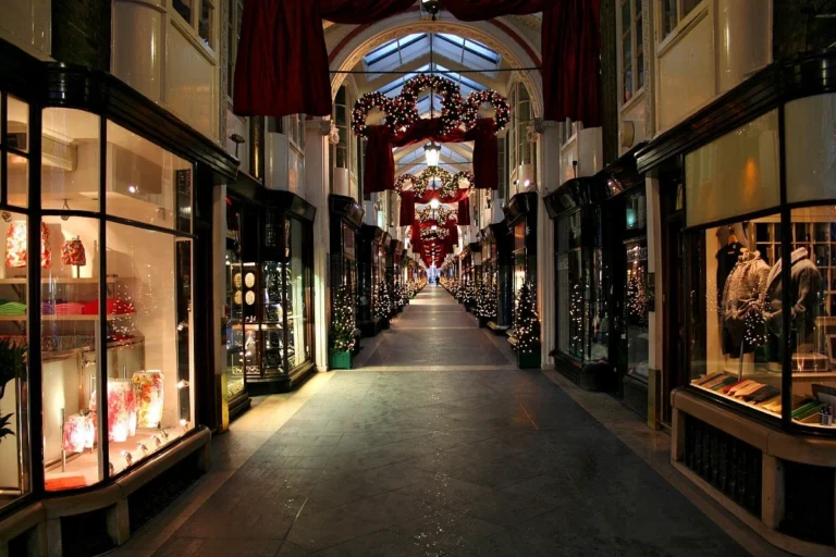 Shopping gallery in London during Christmas