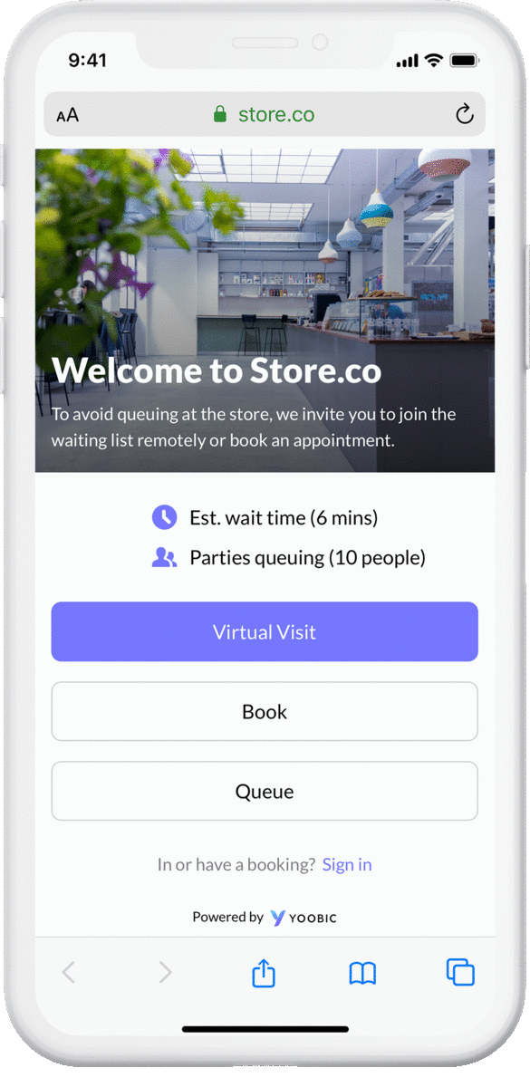YOOBIC virtual queueing app