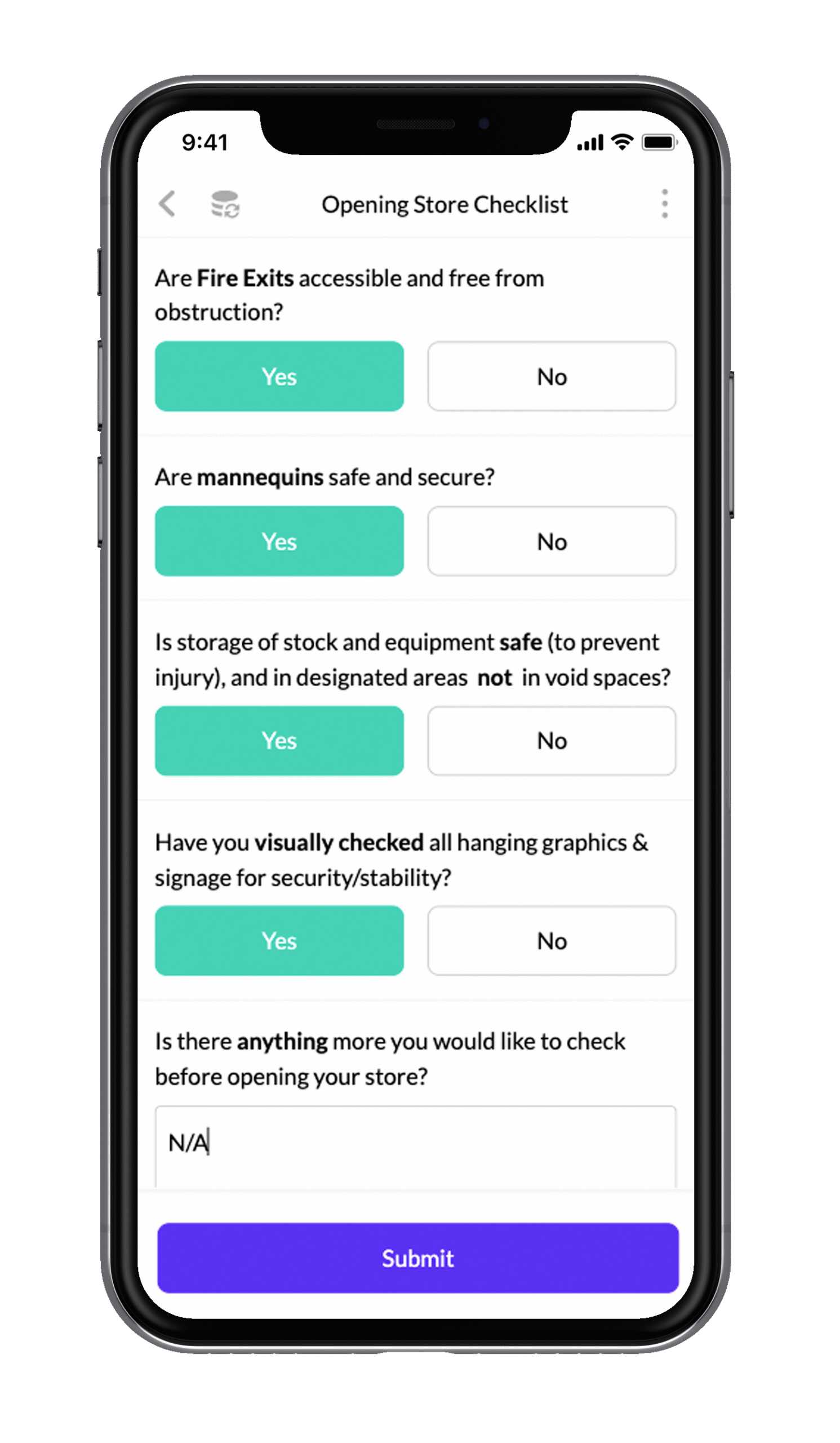 Retail store checklist