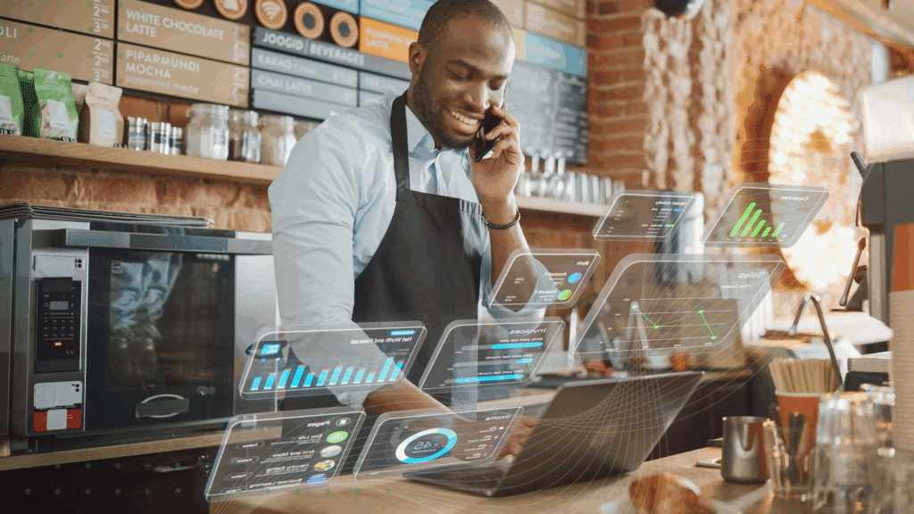 Frontline worker using retail technology