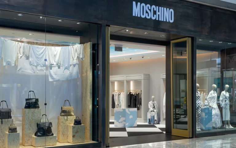 Empty Moschino store photoed from the outside