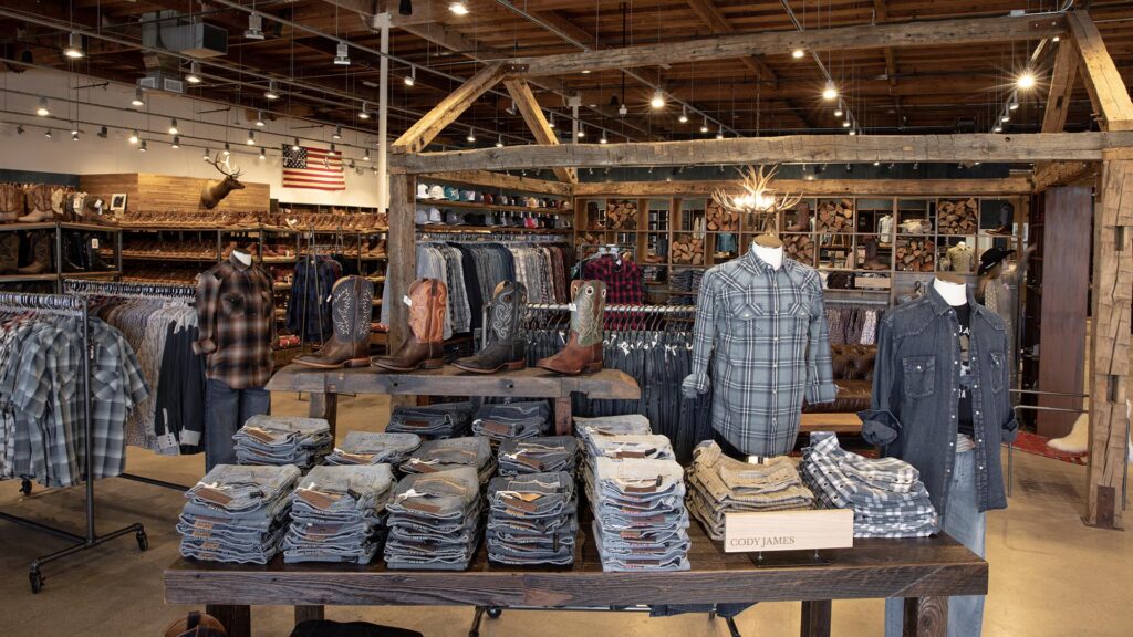 the inside of a boot barn store