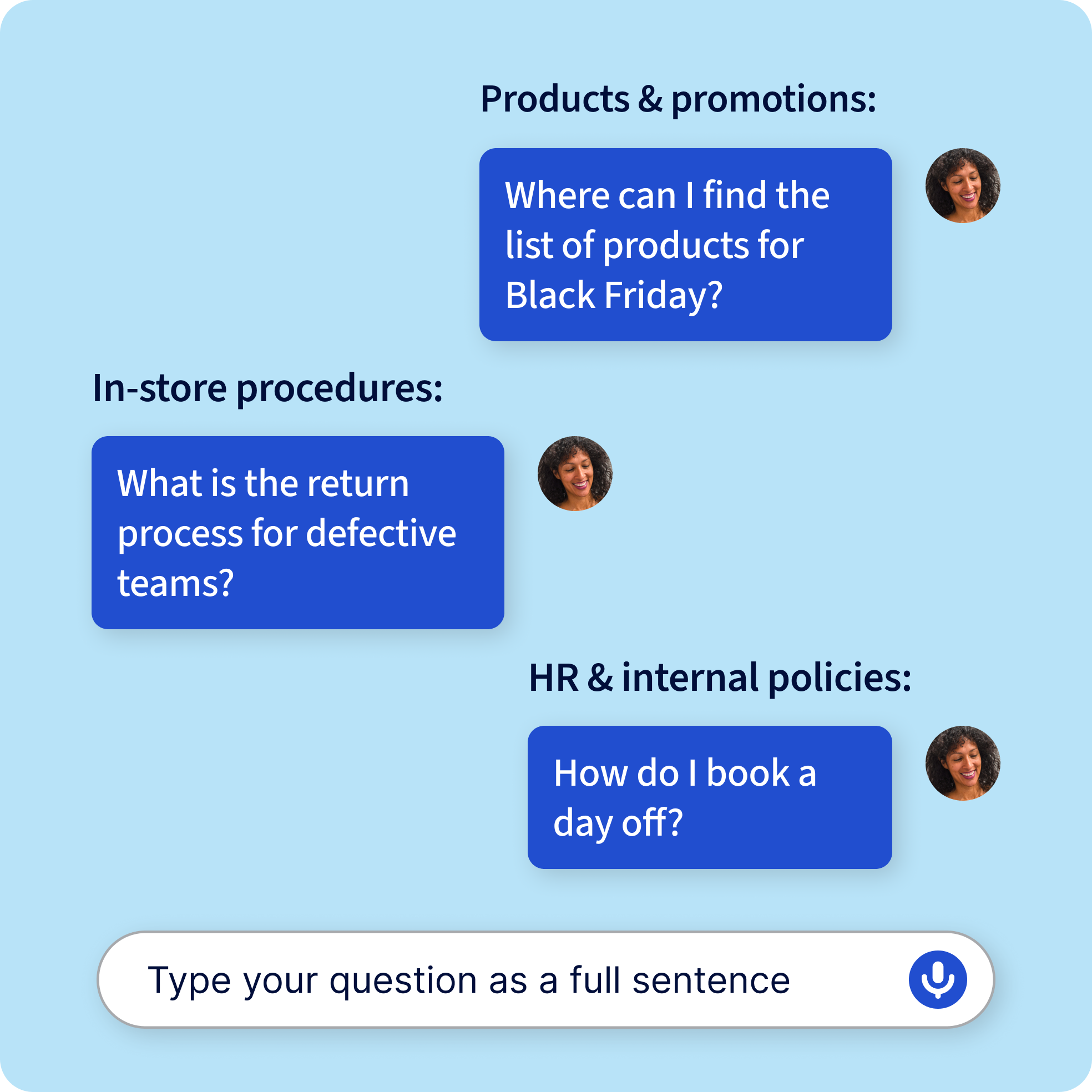 Screenshot of AI Assistant freeing managers from repetitive questions