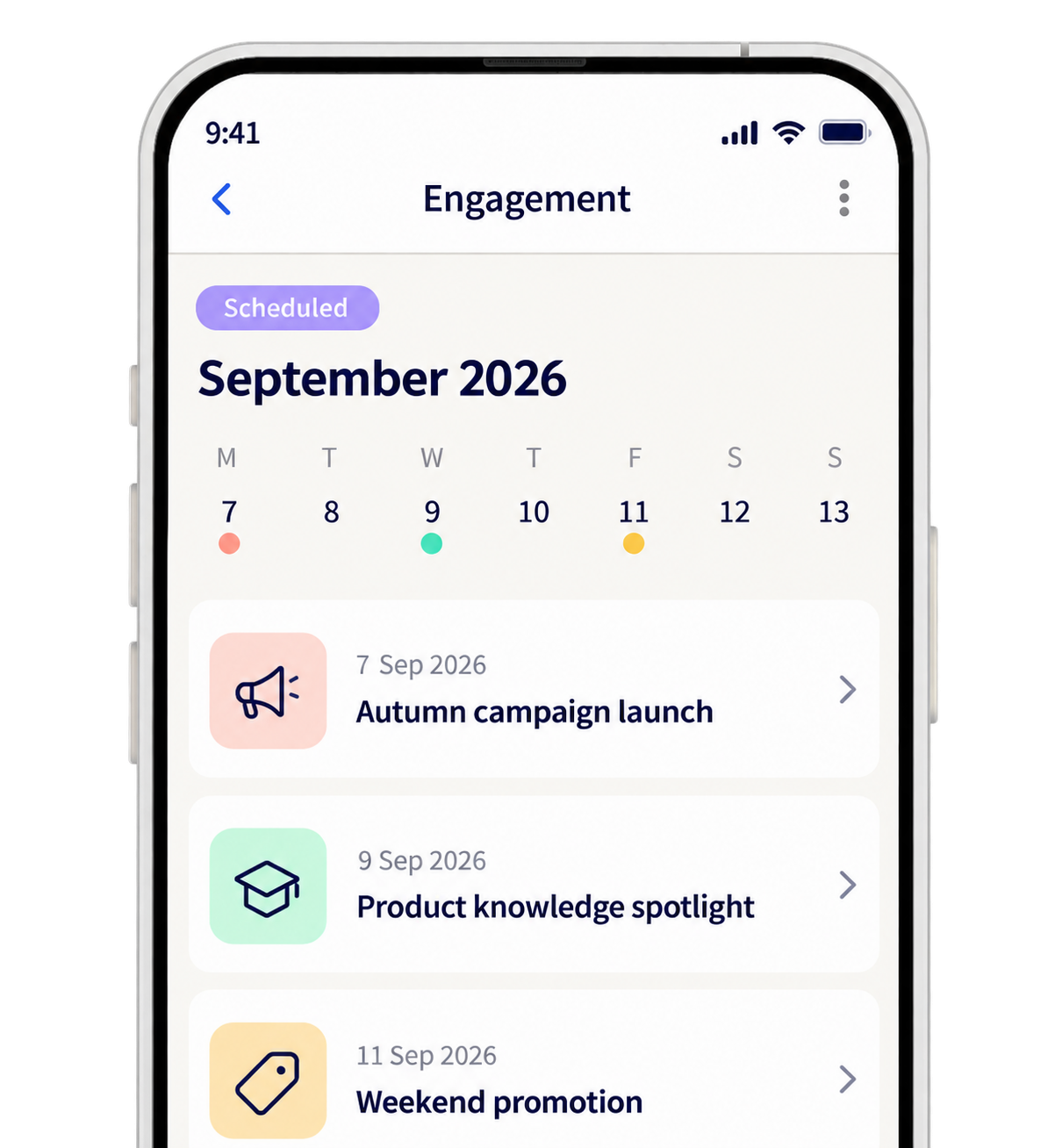 Plan corporate, regional, and local communications through a shared editorial calendar.