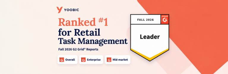 YOOBIC ranks #1 in all three G2 Fall 2026 Grid® Reports for Retail Task Management